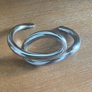Abstract silver tone metal cuff bracelet